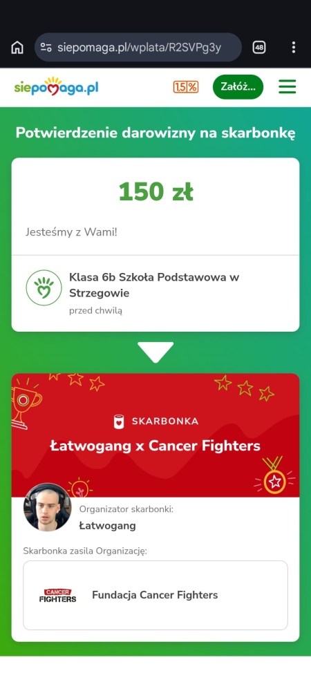 Piękny gest klasy 6b!