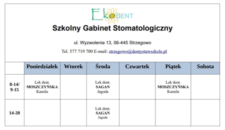 Godziny pracy gabinetu stomatologicznego