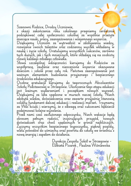 Dziękujemy za wspólnie przeżyty rok szkolny 2026/2027