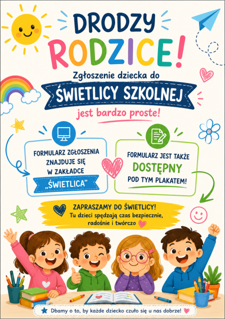 Zgłoszenie dziecka do świetlicy szkolnej. 
